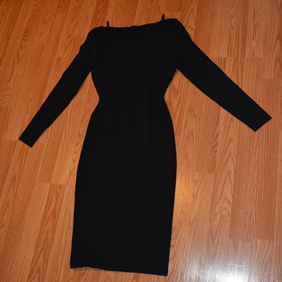 Gucci Black Bodycon Midi Dress – Long Sleeve, Size 40 (US 6/8) - Picture 1 of 7